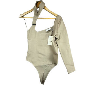 Atoir The Fife Bodysuit Womens 8 Mocha One Shoulder Neutral Layer Buckle